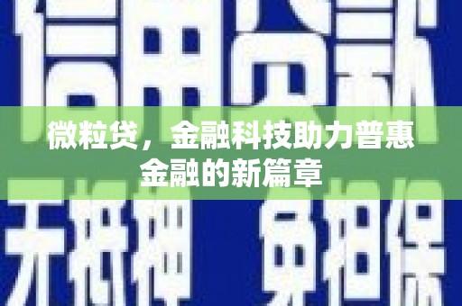 瑞金微粒贷，金融科技助力普惠金融的新篇章