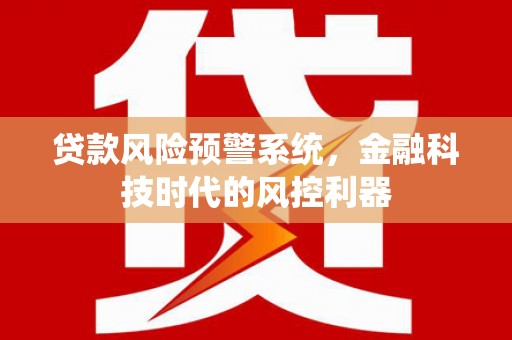 瑞金贷款风险预警系统，金融科技时代的风控利器
