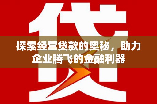 瑞金探索经营贷款的奥秘，助力企业腾飞的金融利器