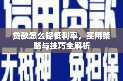 瑞金贷款怎么降低利率，实用策略与技巧全解析
