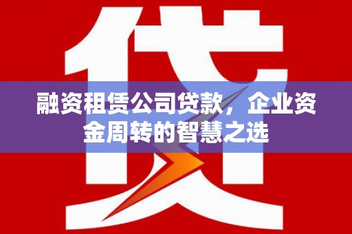 瑞金融资租赁公司贷款，企业资金周转的智慧之选