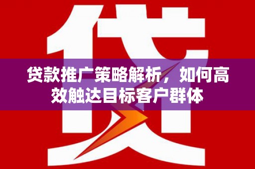 瑞金贷款推广策略解析，如何高效触达目标客户群体