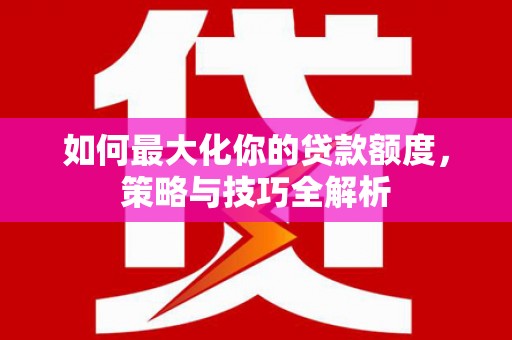 瑞金如何最大化你的贷款额度，策略与技巧全解析