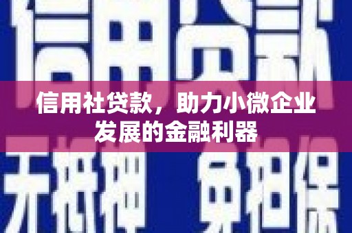 瑞金信用社贷款，助力小微企业发展的金融利器