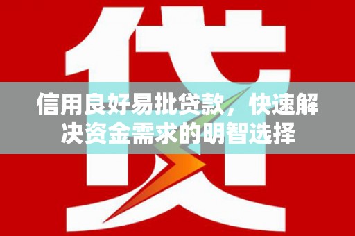 瑞金信用良好易批贷款，快速解决资金需求的明智选择