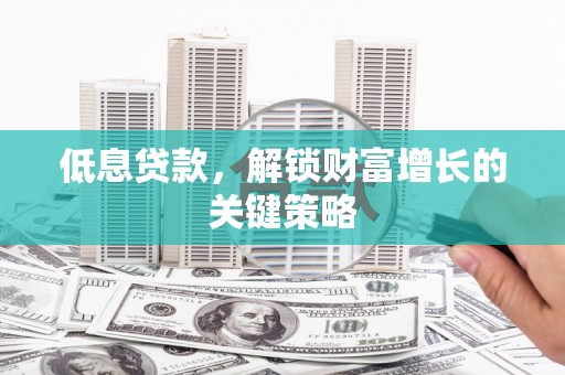 瑞金低息贷款，解锁财富增长的关键策略