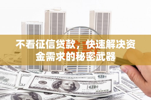 瑞金不看征信贷款，快速解决资金需求的秘密武器