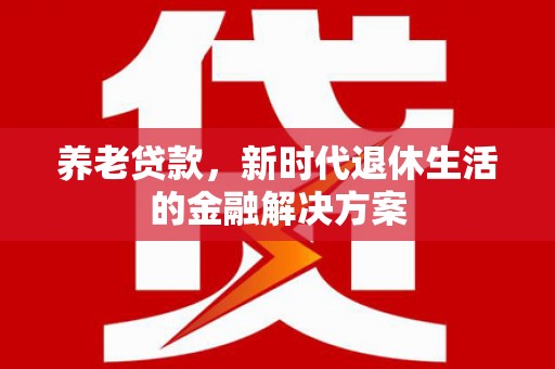 瑞金养老贷款，新时代退休生活的金融解决方案