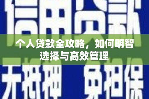 瑞金个人贷款全攻略，如何明智选择与高效管理